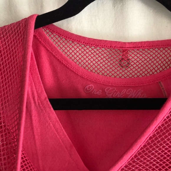 Anthropologie One Girl Who Pink Mesh Top - Picture 7 of 8